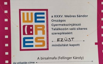 A Weöres Gyermekszínjátszó Fesztivál megyei döntőjén jártunk ma Prikulics és Vadalma csoportjainkkal, akik szépen csillogó ezüst minősítéseket szereztek.